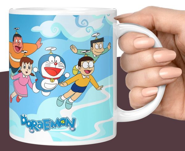 Doraemon Ceramic Coffee Mug | Anime Printed Tea & Coffee Mug | 325ml Gift Cup for Kids & Fans