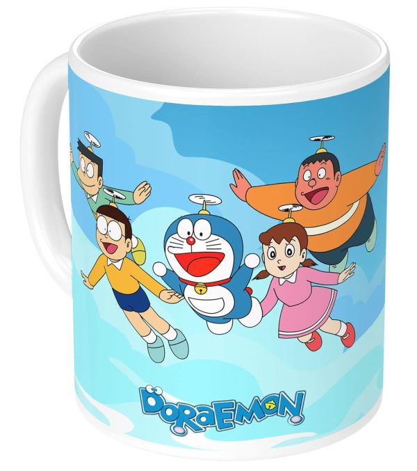 Doraemon Ceramic Coffee Mug | Anime Printed Tea & Coffee Mug | 325ml Gift Cup for Kids & Fans